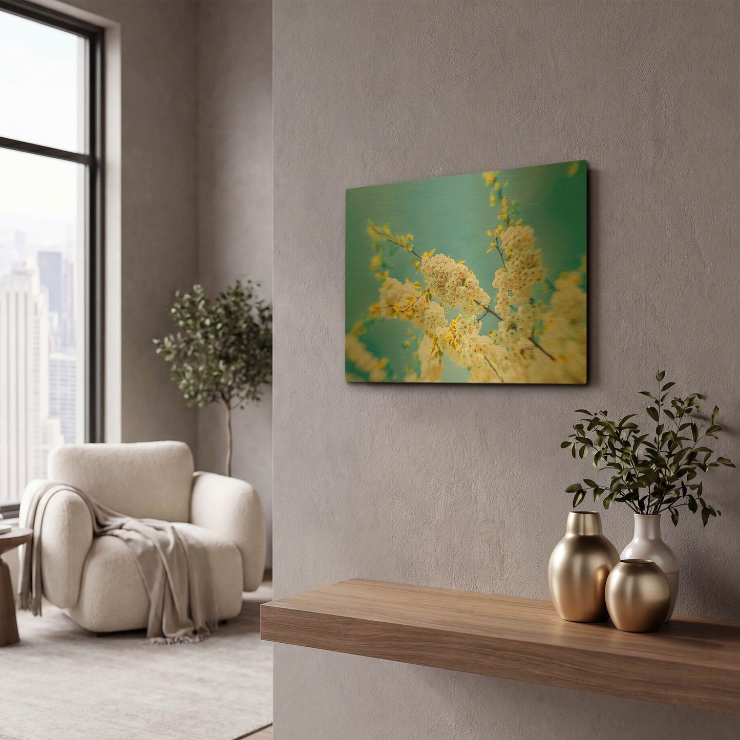 'Flowering Tree' By Mark A Paulda Gold Metal Wall Art