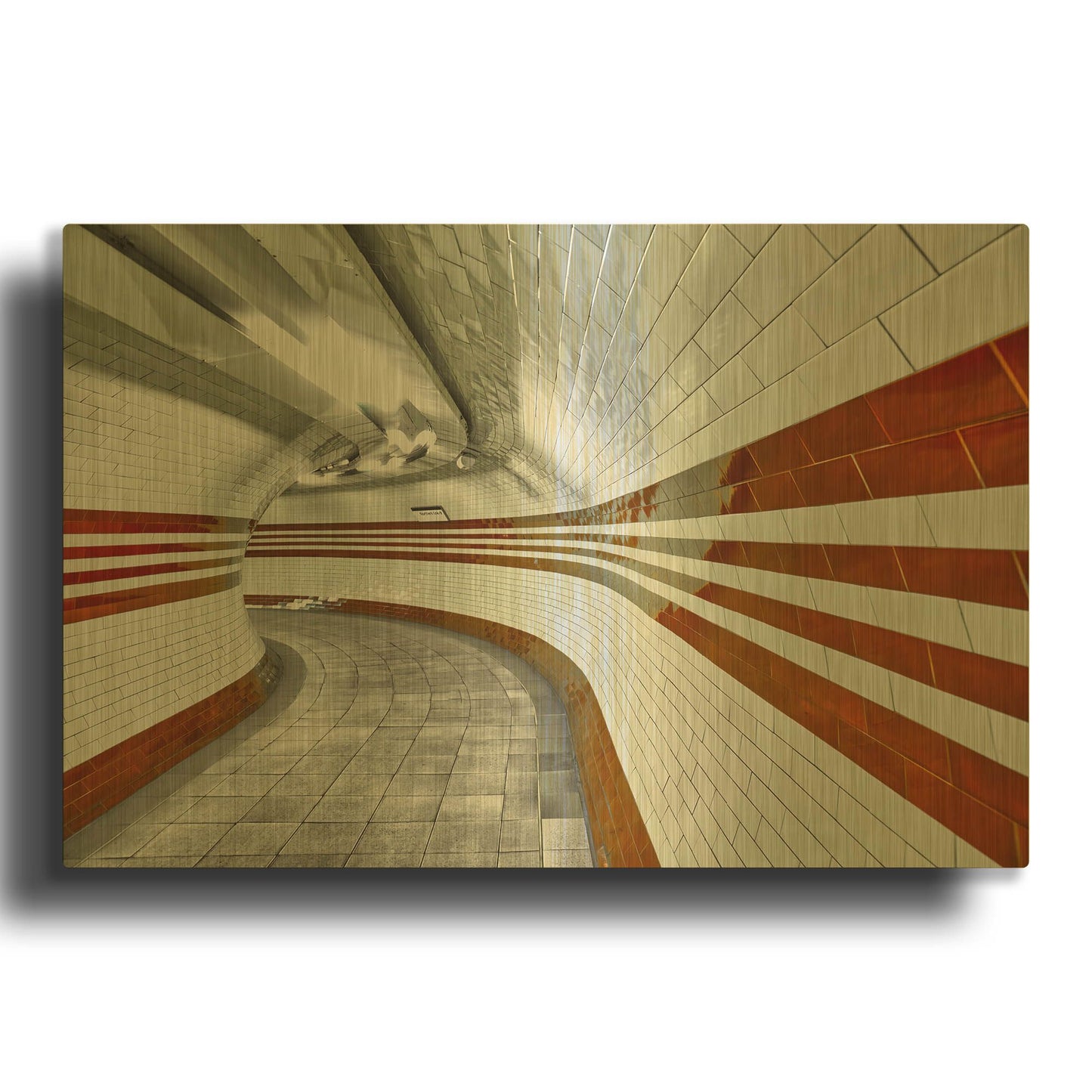 'Hampstead Underground Station Tunnel III' By Mark A Paulda Gold Metal Wall Art