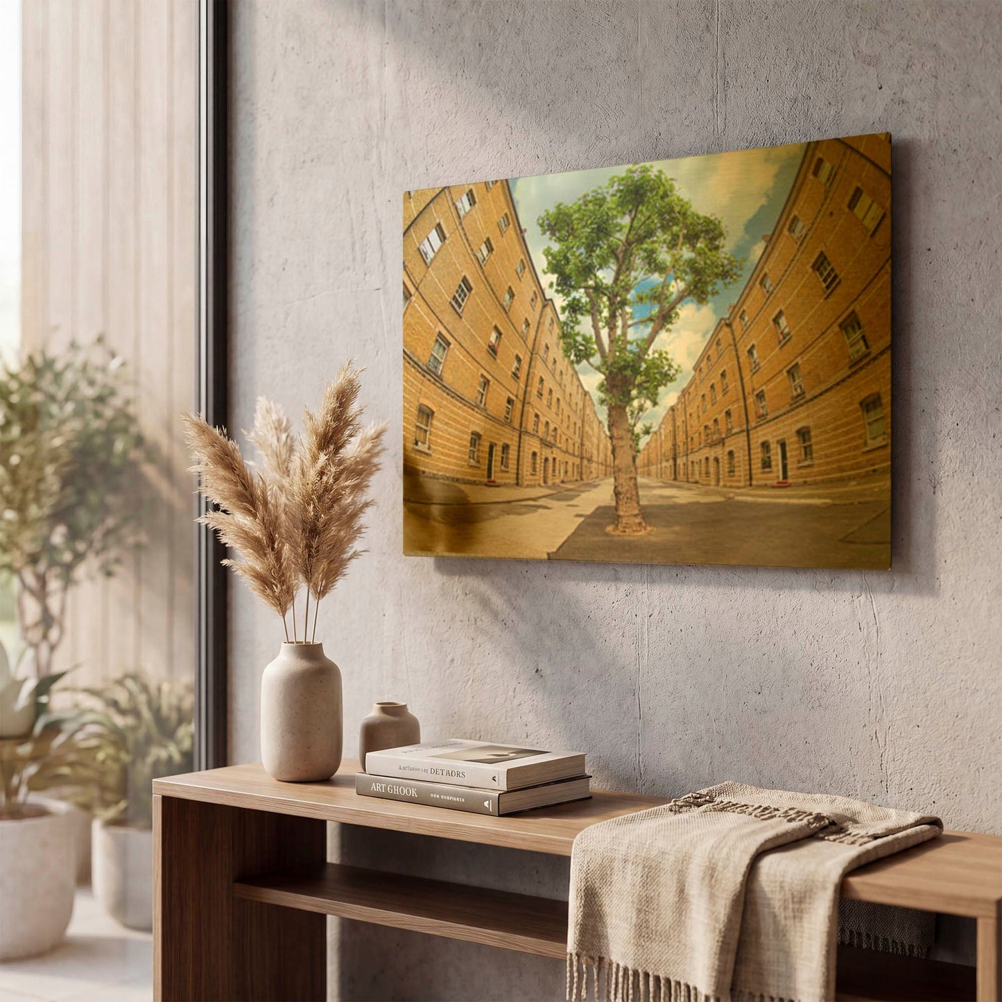 'Housing Estate Garden' By Mark A Paulda Gold Metal Wall Art
