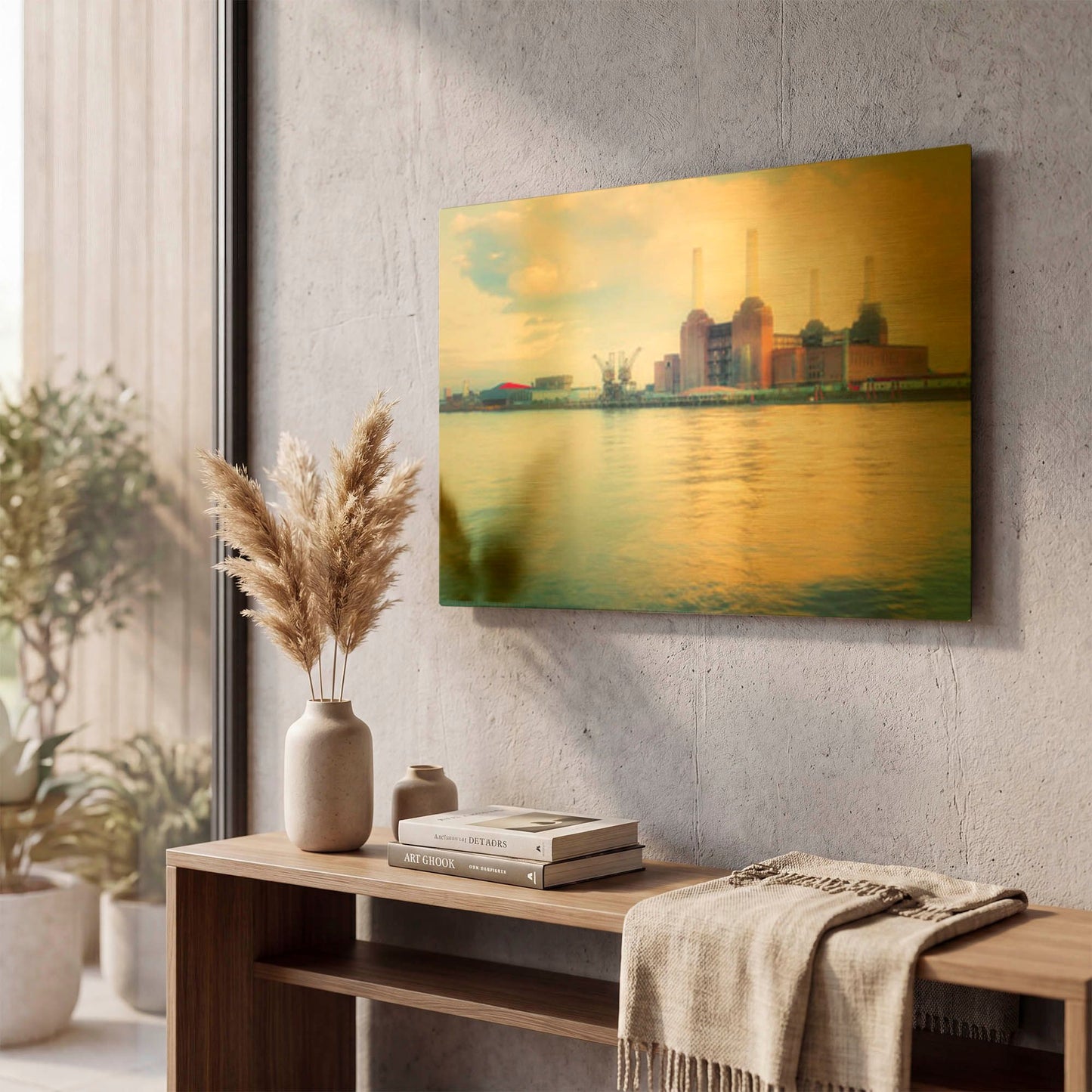 'Iconic Battersea Power Station During Sunset II' By Mark A Paulda Gold Metal Wall Art