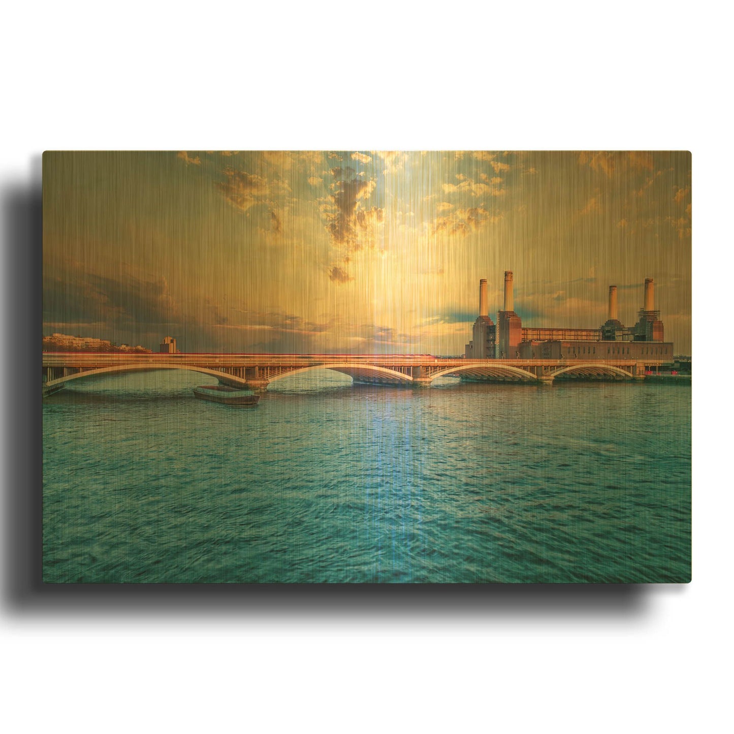 'Iconic Battersea Power Station During Sunset VI' By Mark A Paulda Gold Metal Wall Art