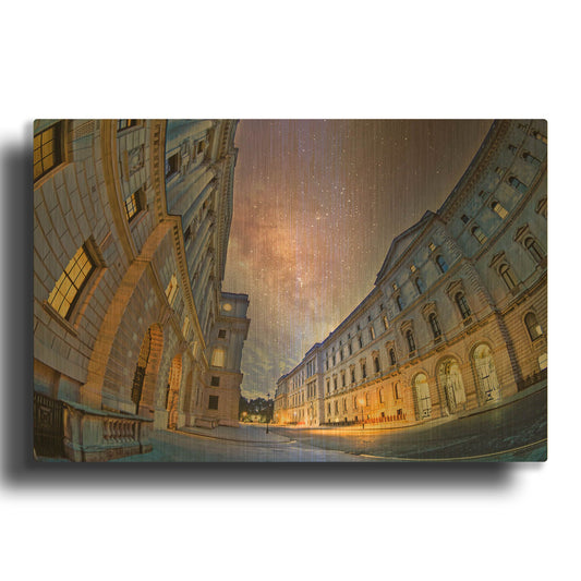 'Illuminated Whitehall' By Mark A Paulda Gold Metal Wall Art