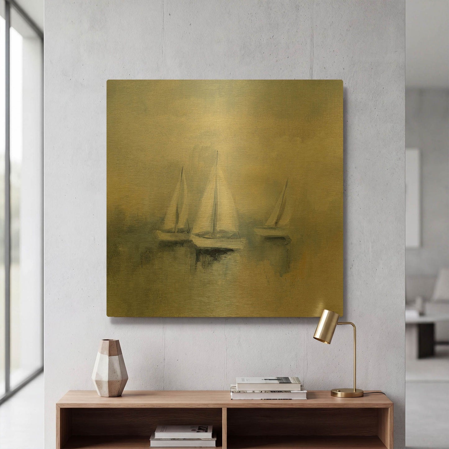 'Morning Sail II' By Silvia Vassileva Gold Metal Wall Art