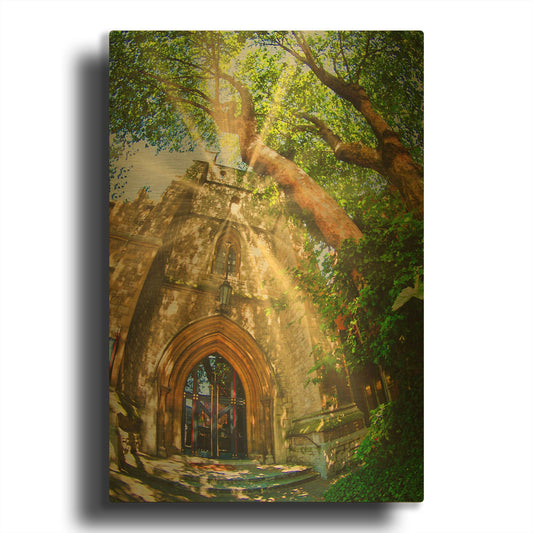 'London Neighborhood Church' By Mark A Paulda Gold Metal Wall Art