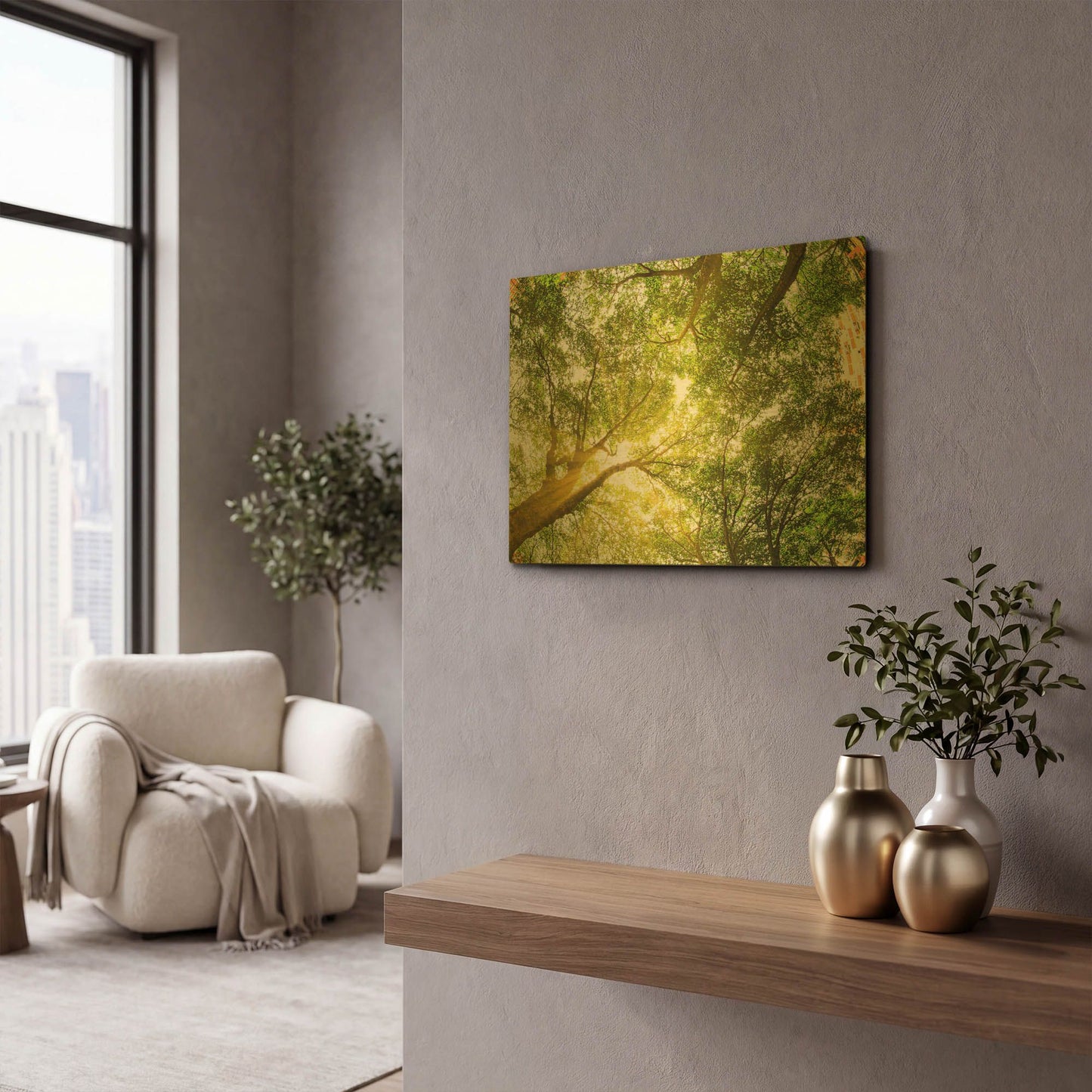 'London Treetops II' By Mark A Paulda Gold Metal Wall Art