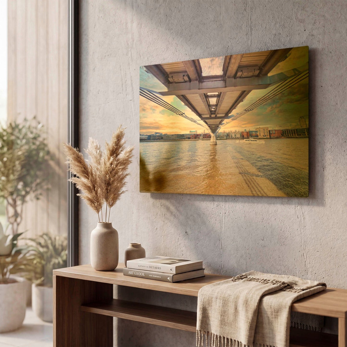 'Millennium Bridge At Sunset' By Mark A Paulda Gold Metal Wall Art