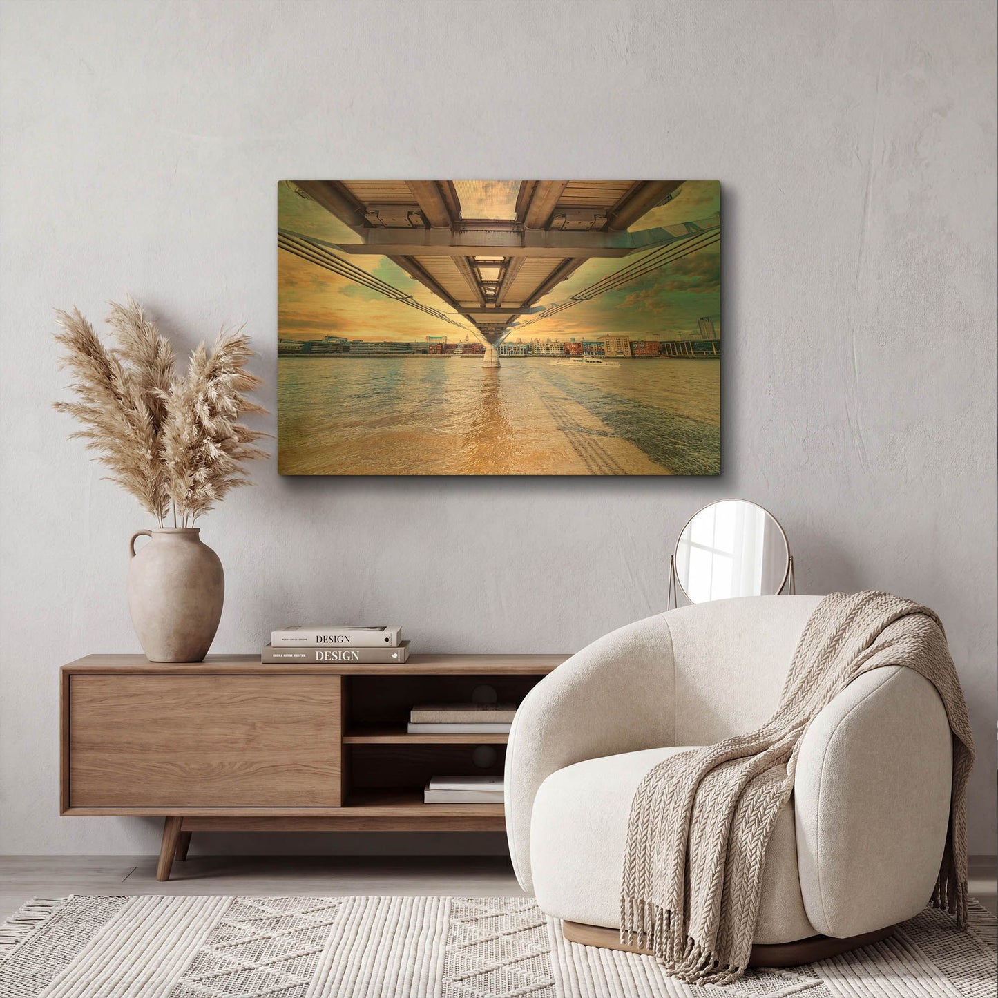 'Millennium Bridge At Sunset' By Mark A Paulda Gold Metal Wall Art