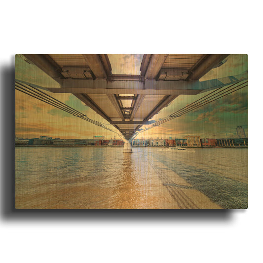 'Millennium Bridge At Sunset' By Mark A Paulda Gold Metal Wall Art
