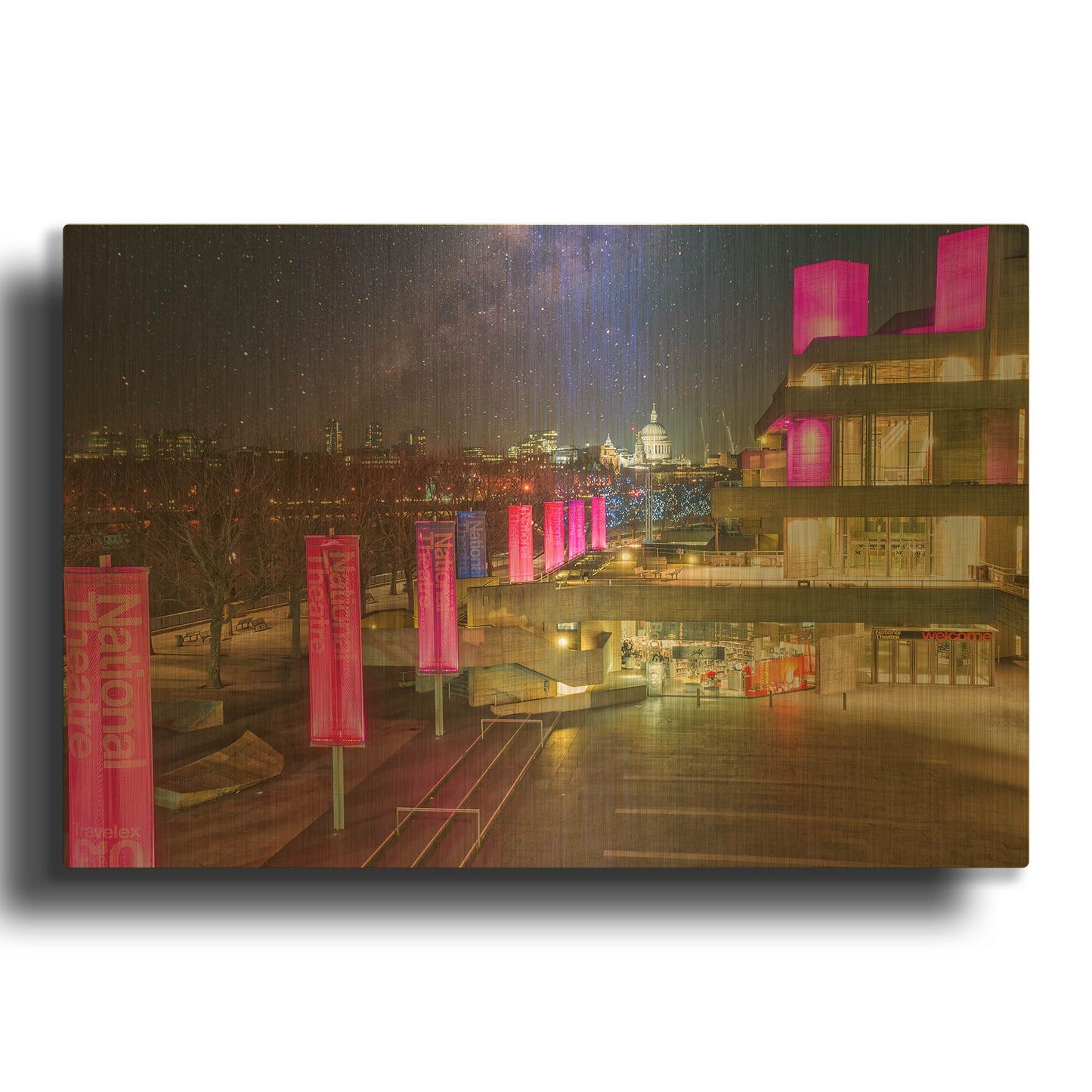 'National Theatre And St Paul's Cathedral' By Mark A Paulda Gold Metal Wall Art