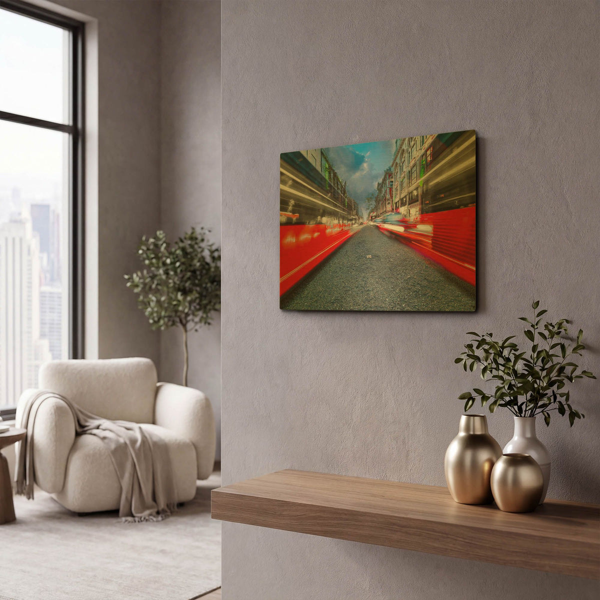 'Oxford Street Traffic XV' By Mark A Paulda Gold Metal Wall Art
