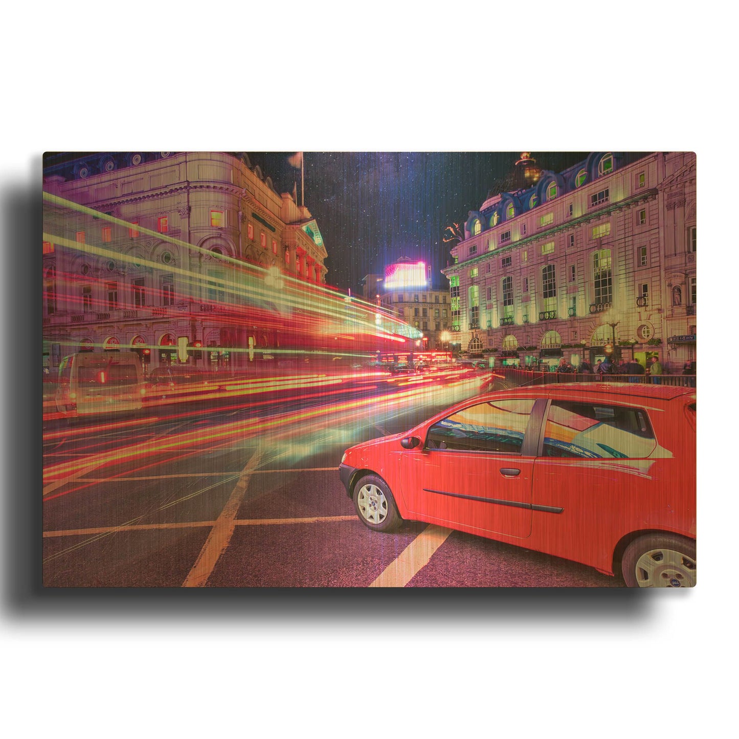 'Piccadilly Circus Night Traffic VIII' By Mark A Paulda Gold Metal Wall Art
