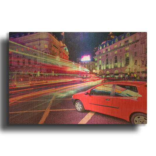 'Piccadilly Circus Night Traffic VIII' By Mark A Paulda Gold Metal Wall Art