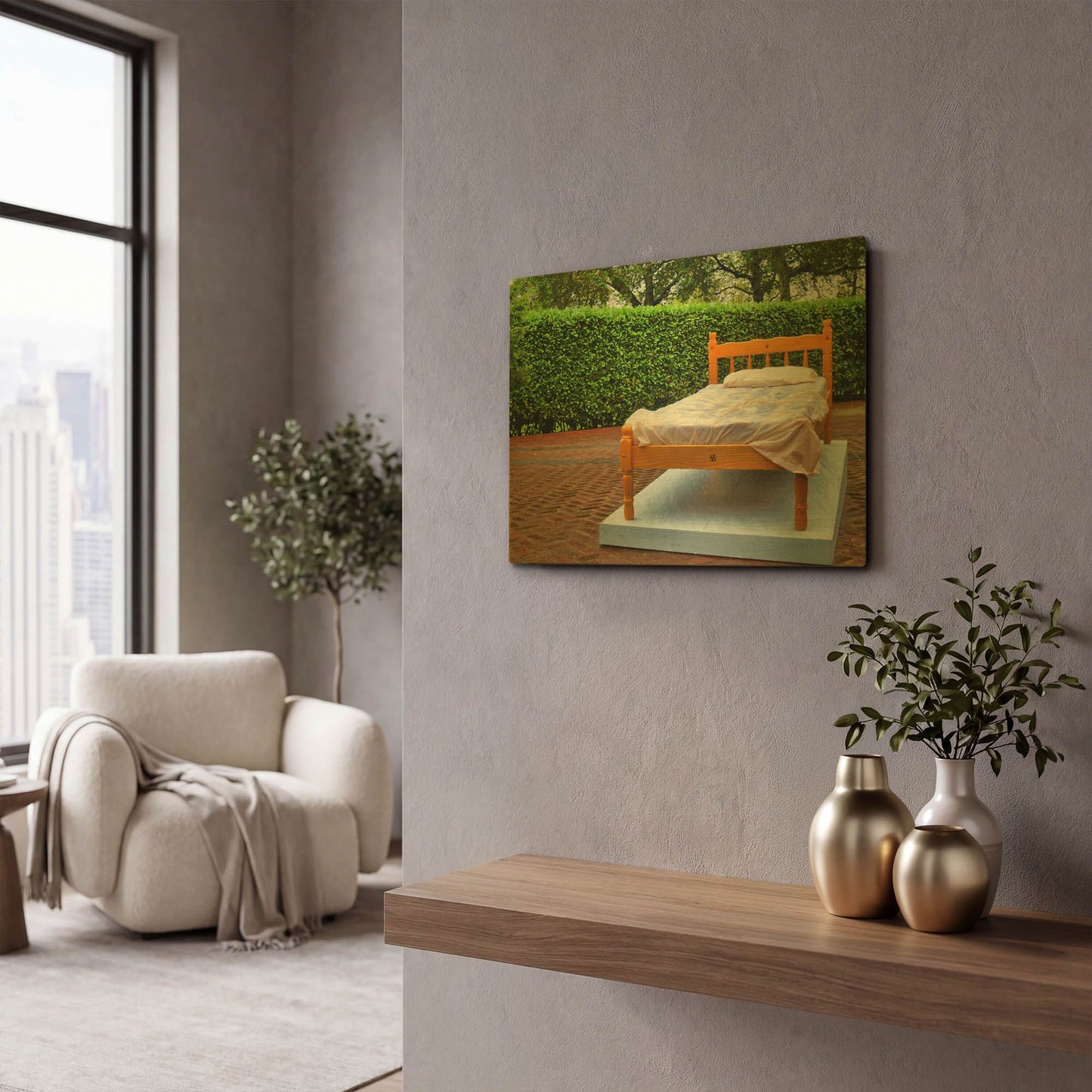 'Rainy Day In Bed' By Mark A Paulda Gold Metal Wall Art