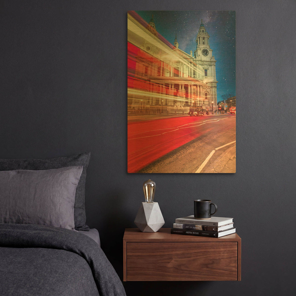 'Red Double Decker Bus And St Paul's Cathedral II' By Mark A Paulda Gold Metal Wall Art