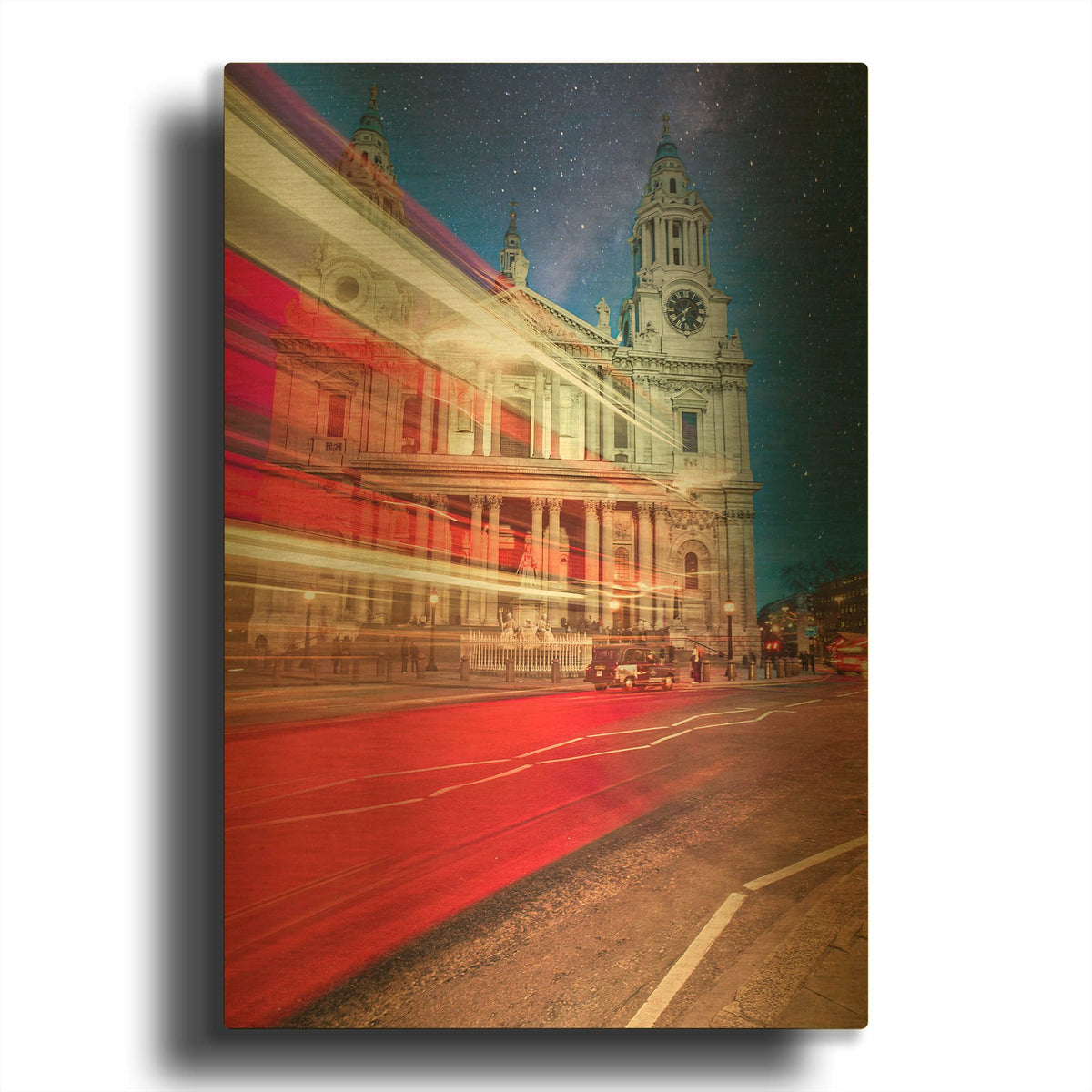 'Red Double Decker Bus And St Paul's Cathedral II' By Mark A Paulda Gold Metal Wall Art