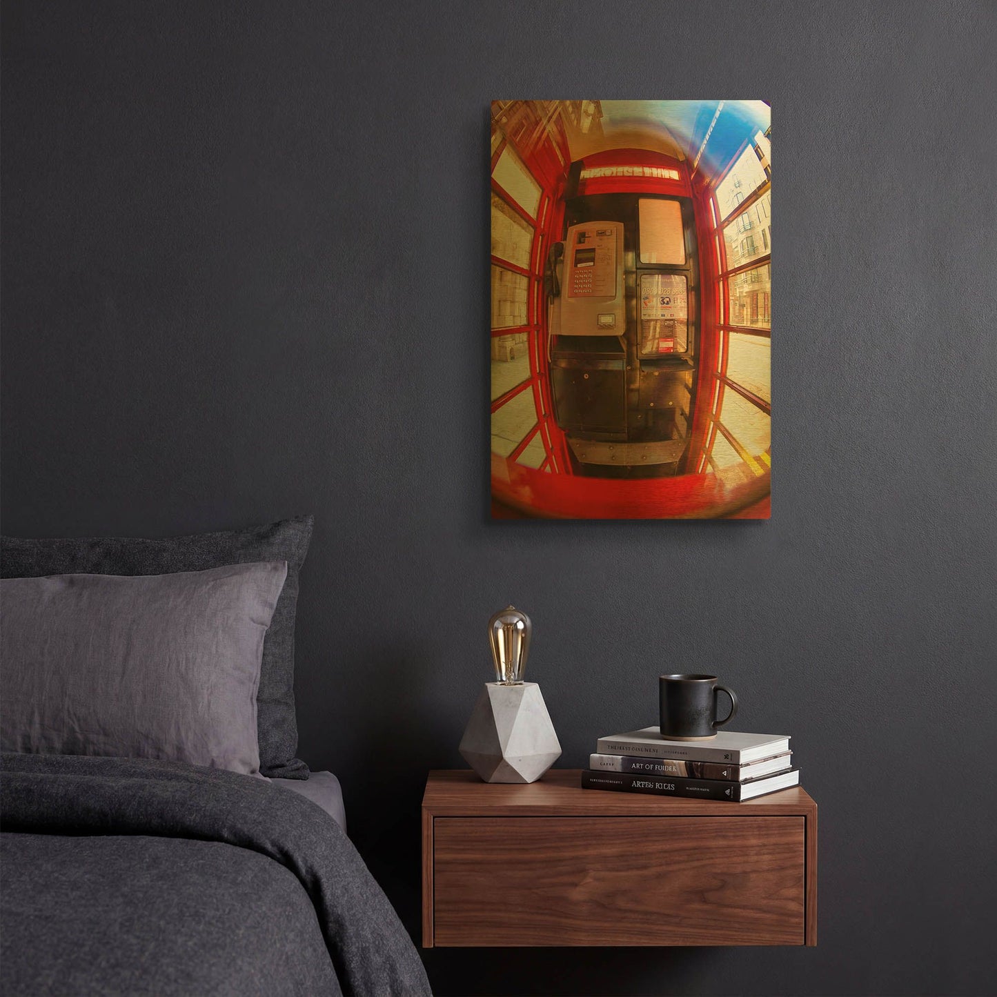 'Red Phone Box I' By Mark A Paulda Gold Metal Wall Art