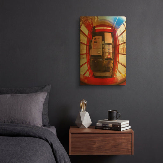 'Red Phone Box I' By Mark A Paulda Gold Metal Wall Art