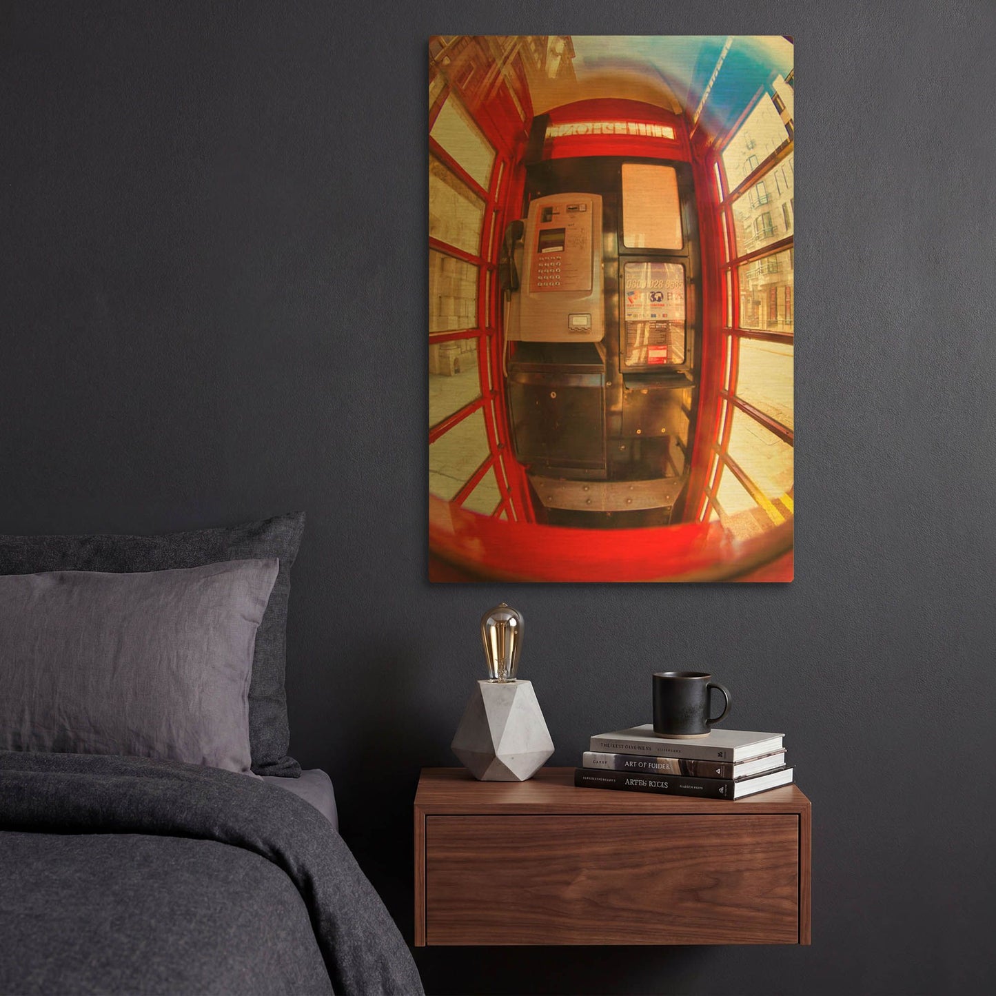 'Red Phone Box I' By Mark A Paulda Gold Metal Wall Art