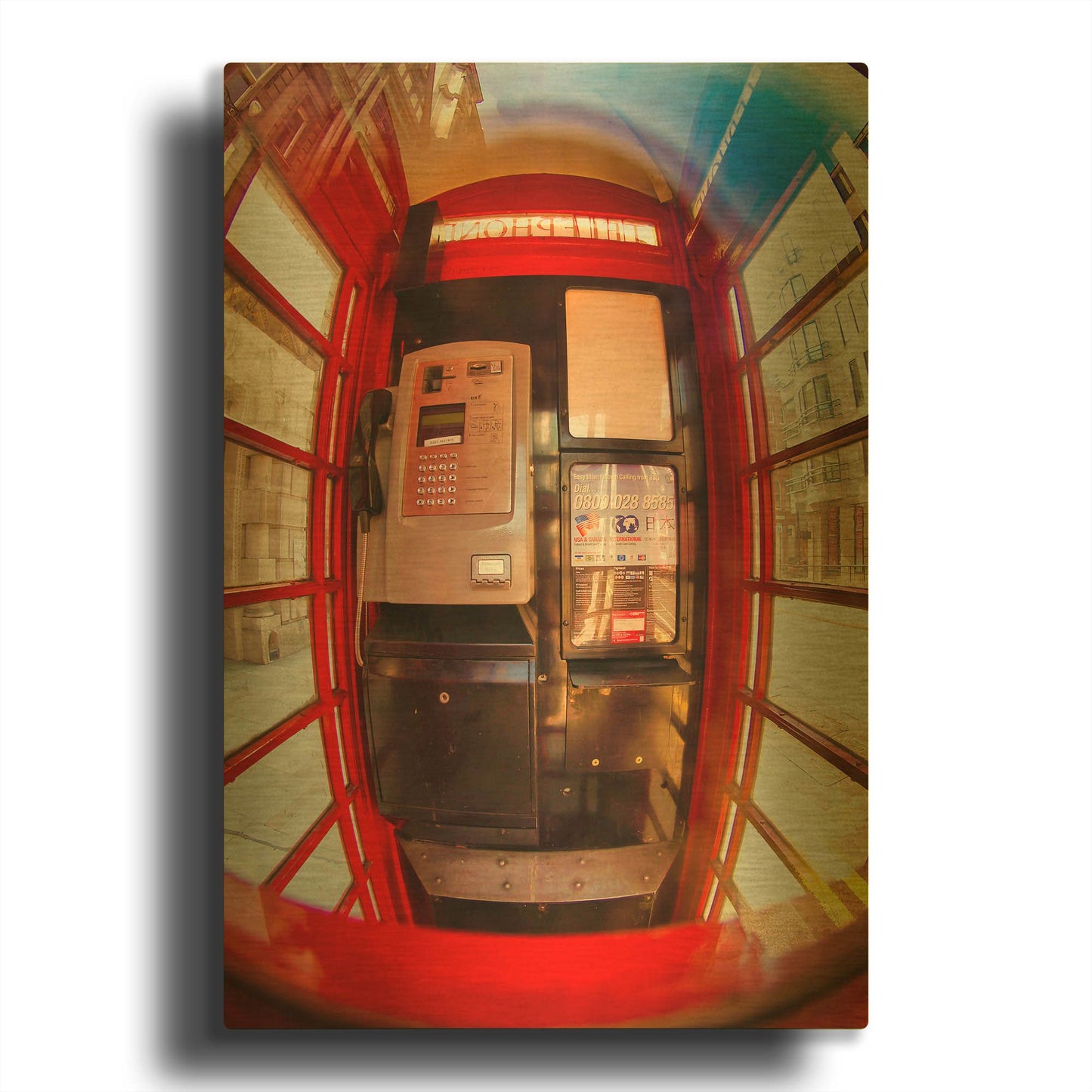 'Red Phone Box I' By Mark A Paulda Gold Metal Wall Art