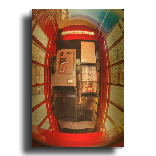 'Red Phone Box I' By Mark A Paulda Gold Metal Wall Art