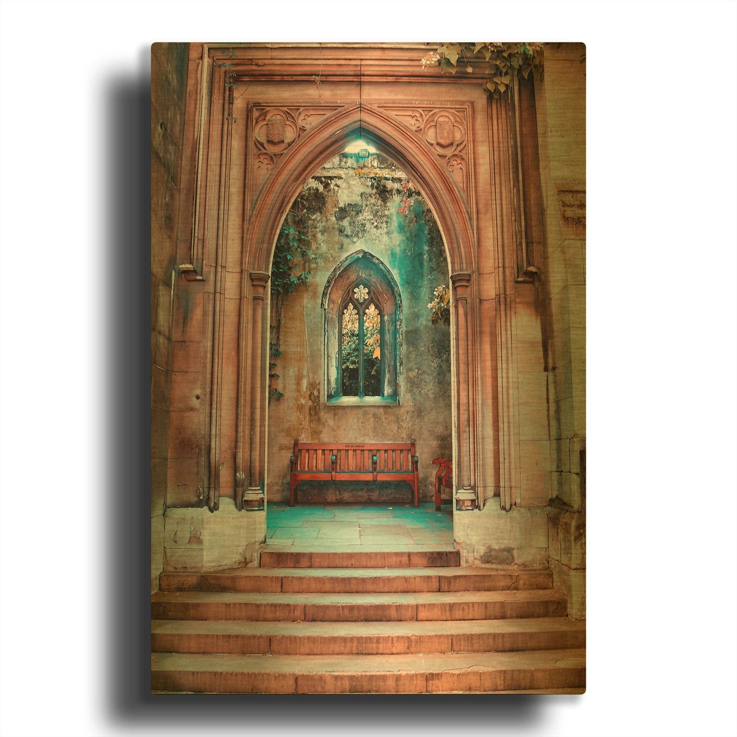 'St Dunstan In The East Entrance' By Mark A Paulda Gold Metal Wall Art