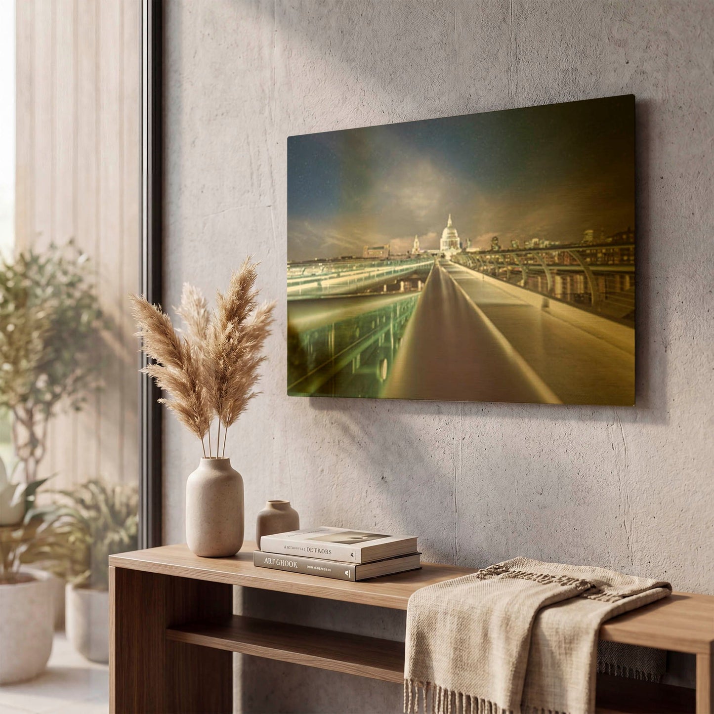 'St Paul's Cathedral And Millennium Bridge' By Mark A Paulda Gold Metal Wall Art