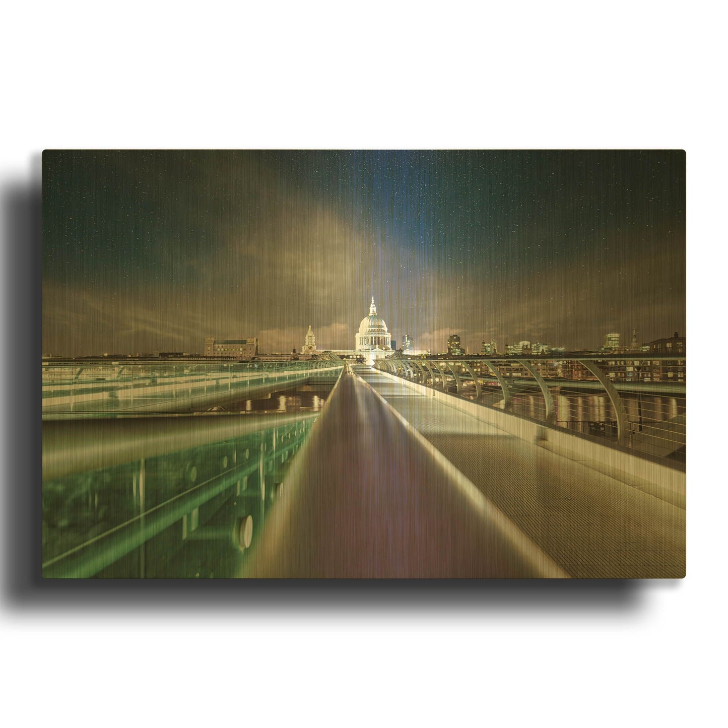 'St Paul's Cathedral And Millennium Bridge' By Mark A Paulda Gold Metal Wall Art