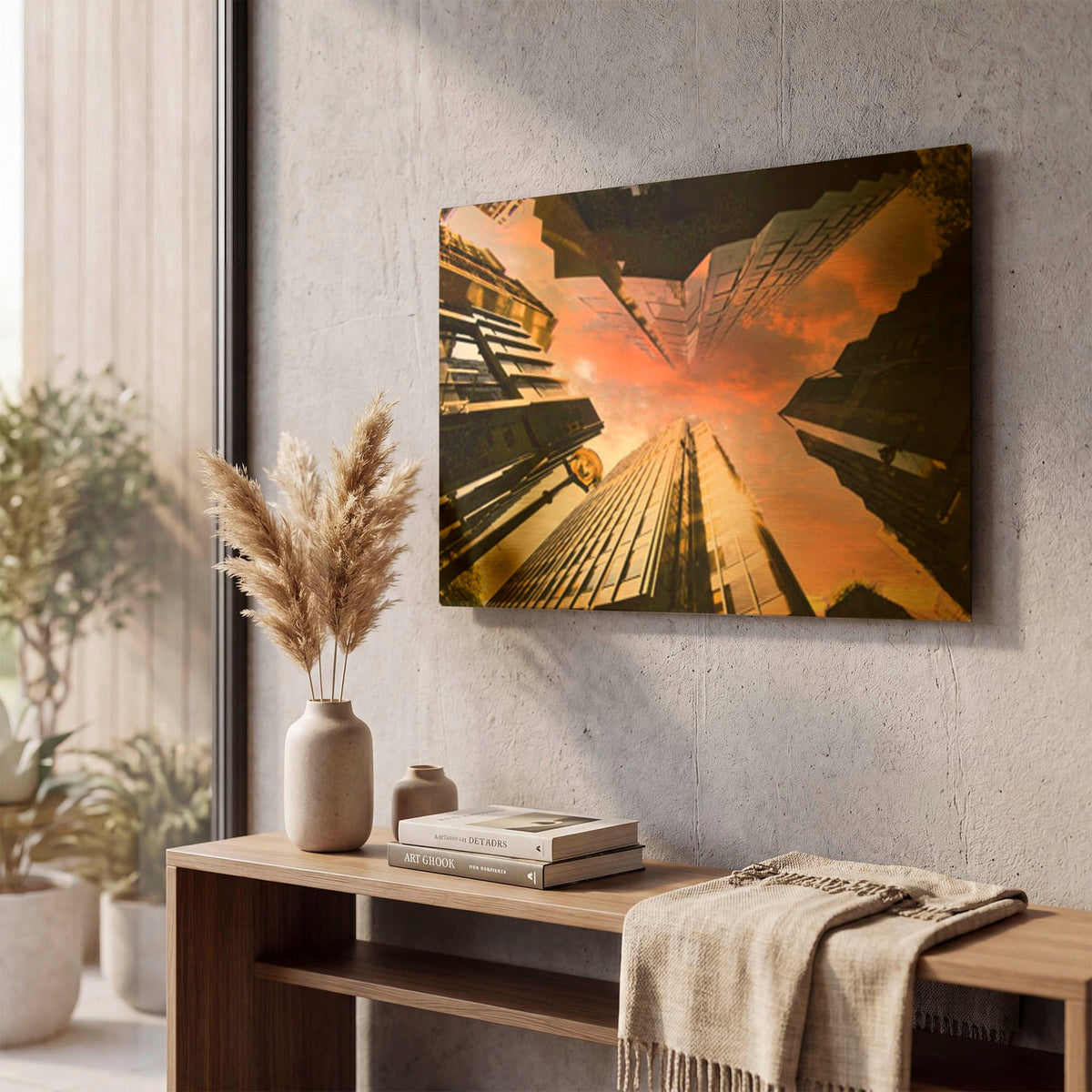 'Sunset Skyscrapers' By Mark A Paulda Gold Metal Wall Art