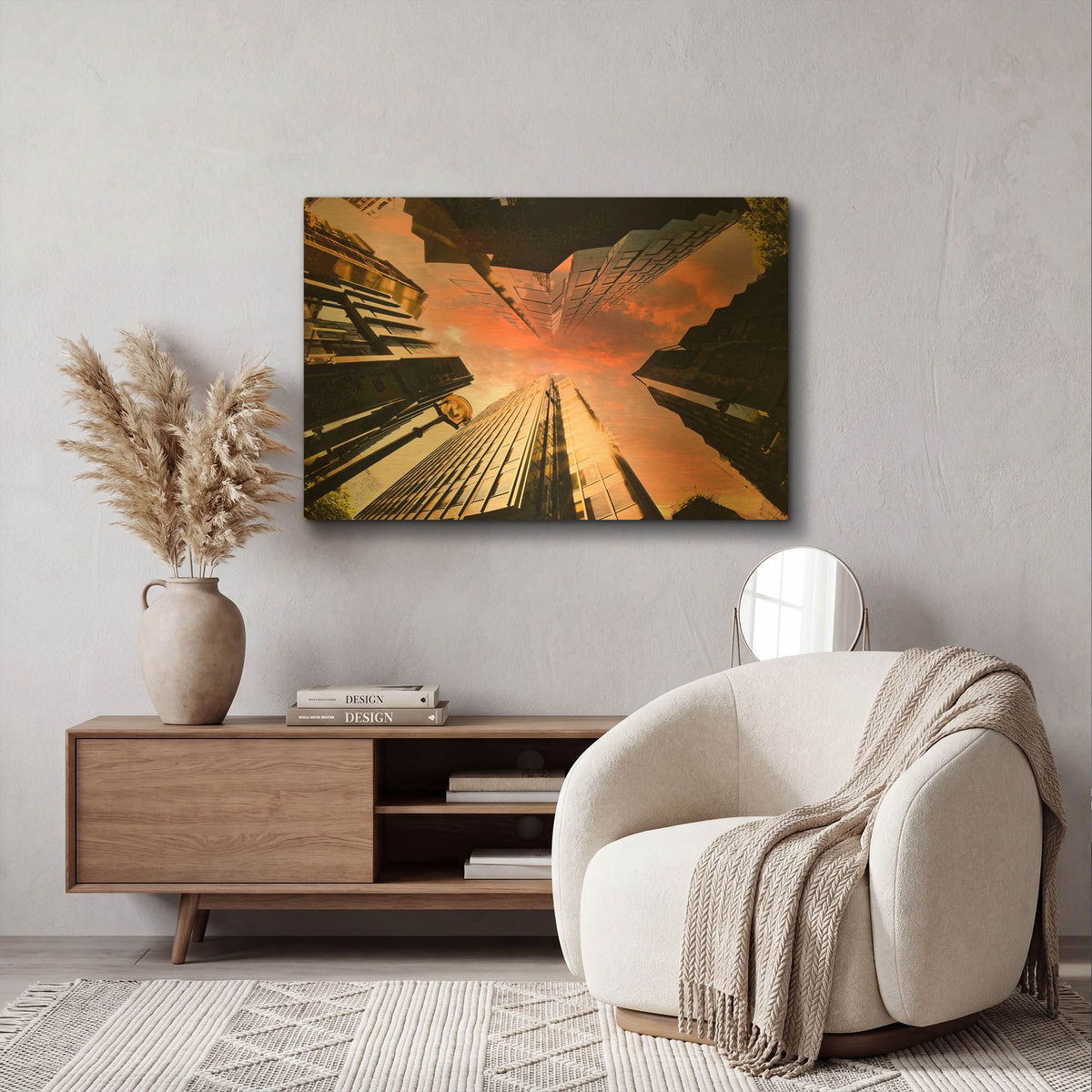 'Sunset Skyscrapers' By Mark A Paulda Gold Metal Wall Art
