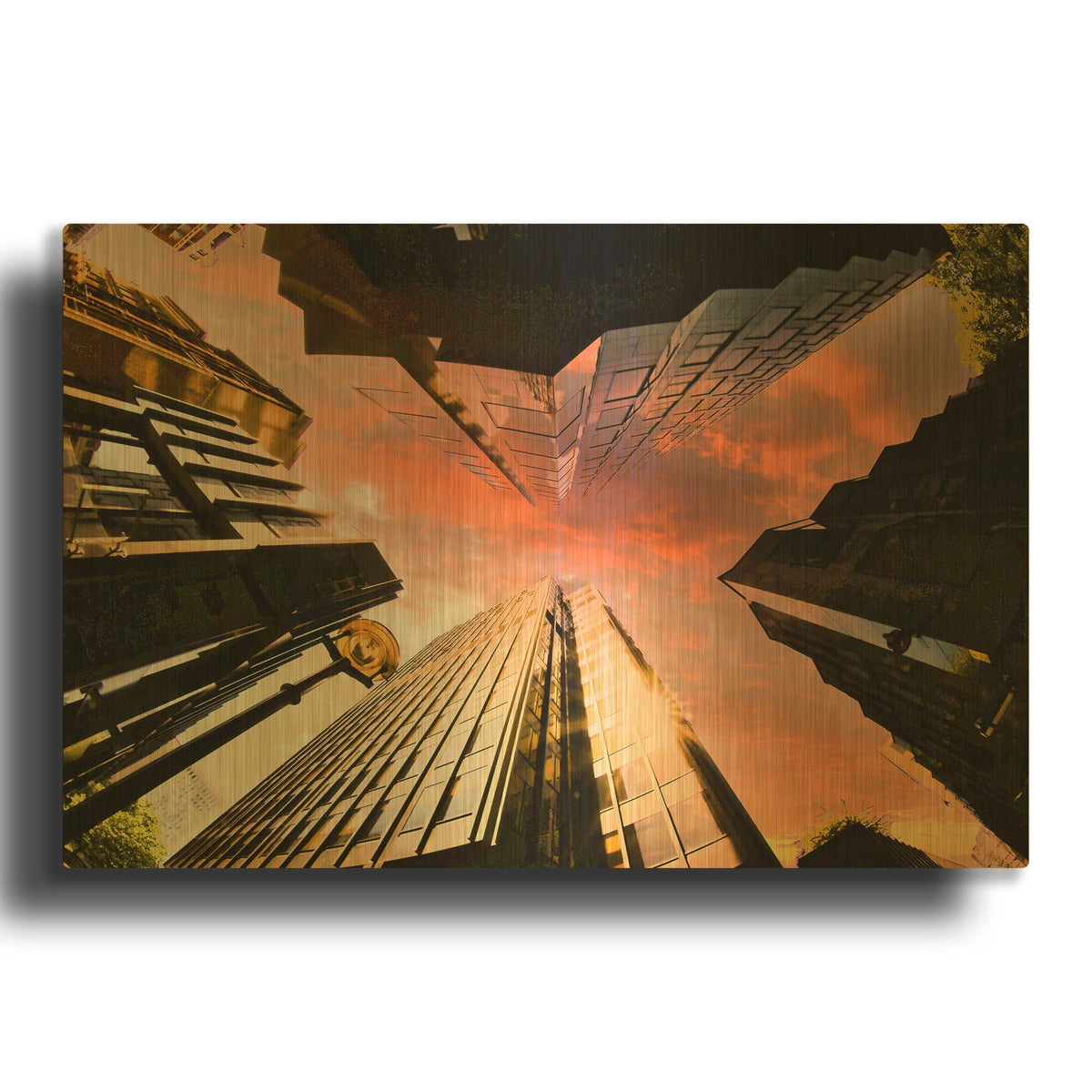 'Sunset Skyscrapers' By Mark A Paulda Gold Metal Wall Art