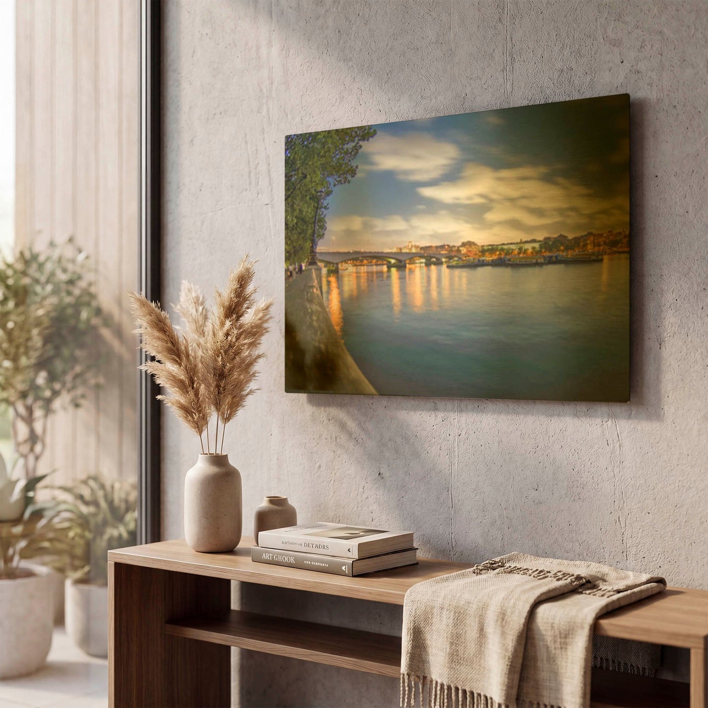 'The Thames During The Blue Hour' By Mark A Paulda Gold Metal Wall Art