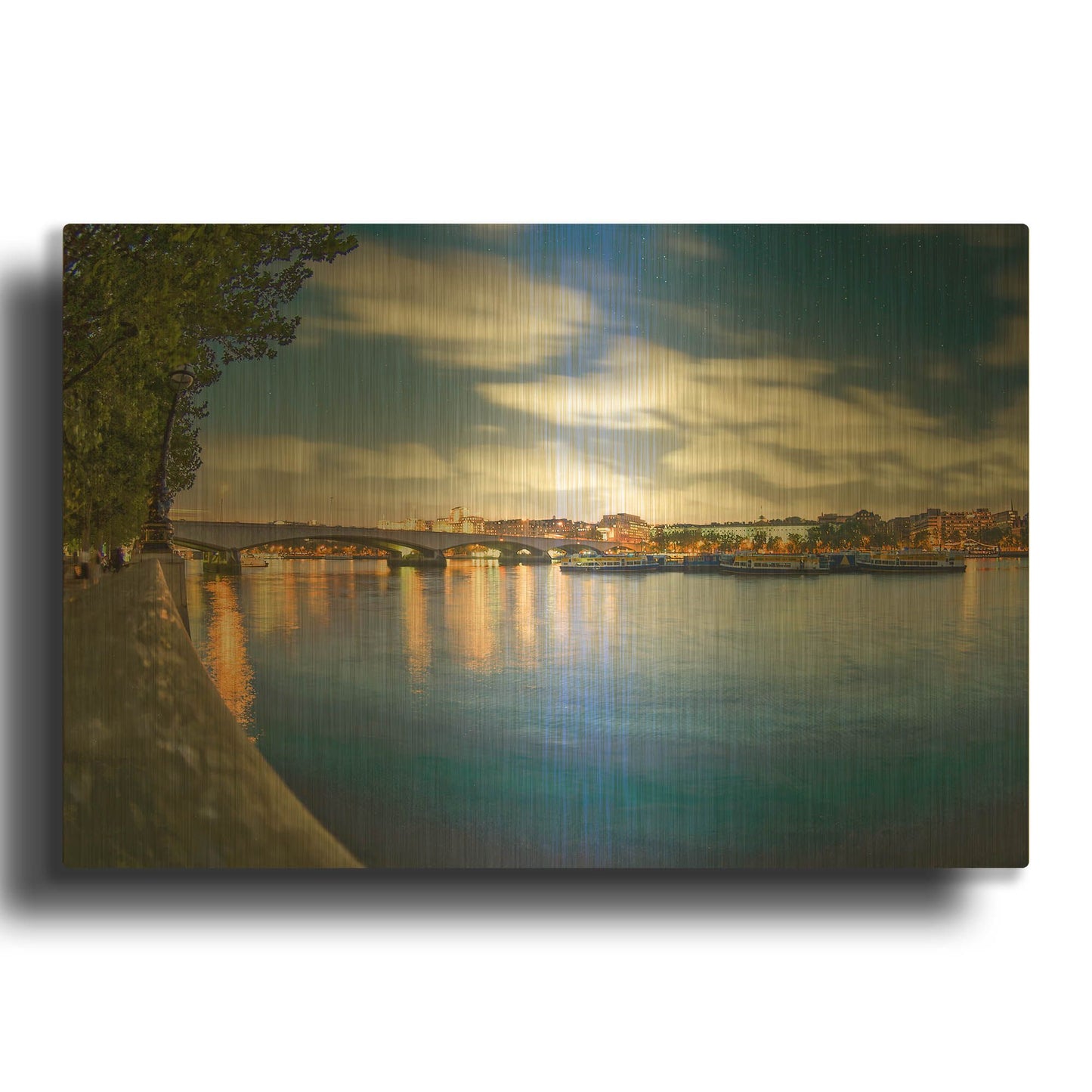 'The Thames During The Blue Hour' By Mark A Paulda Gold Metal Wall Art