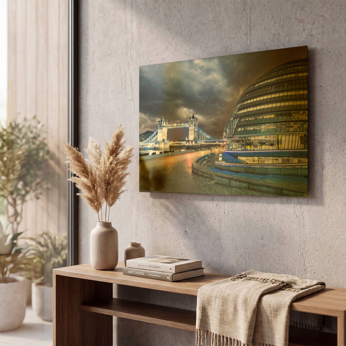 'Tower Bridge And London City Hall' By Mark A Paulda Gold Metal Wall Art