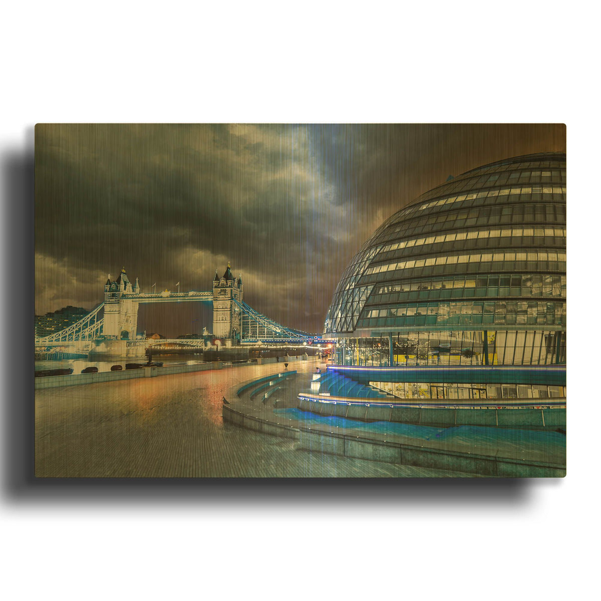 'Tower Bridge And London City Hall' By Mark A Paulda Gold Metal Wall Art