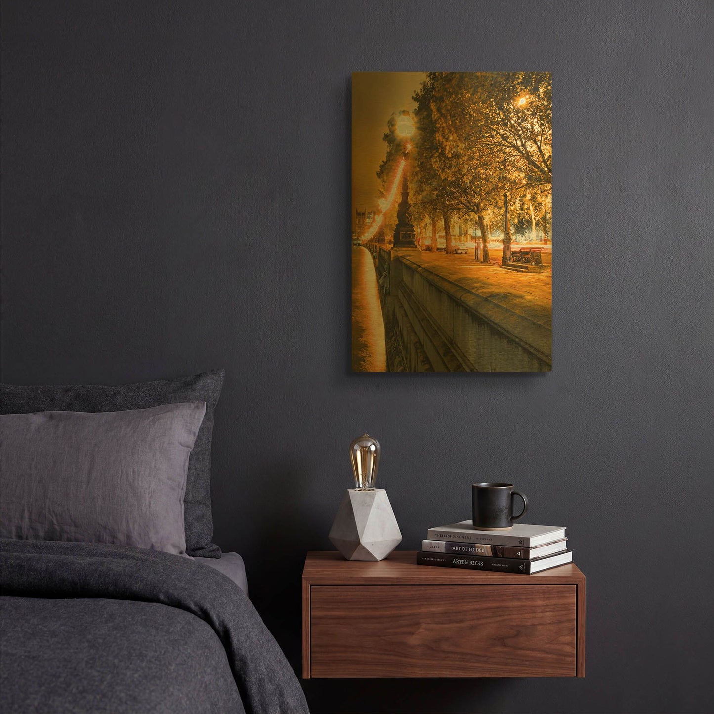 'Victoria Embankment Glow' By Mark A Paulda Gold Metal Wall Art