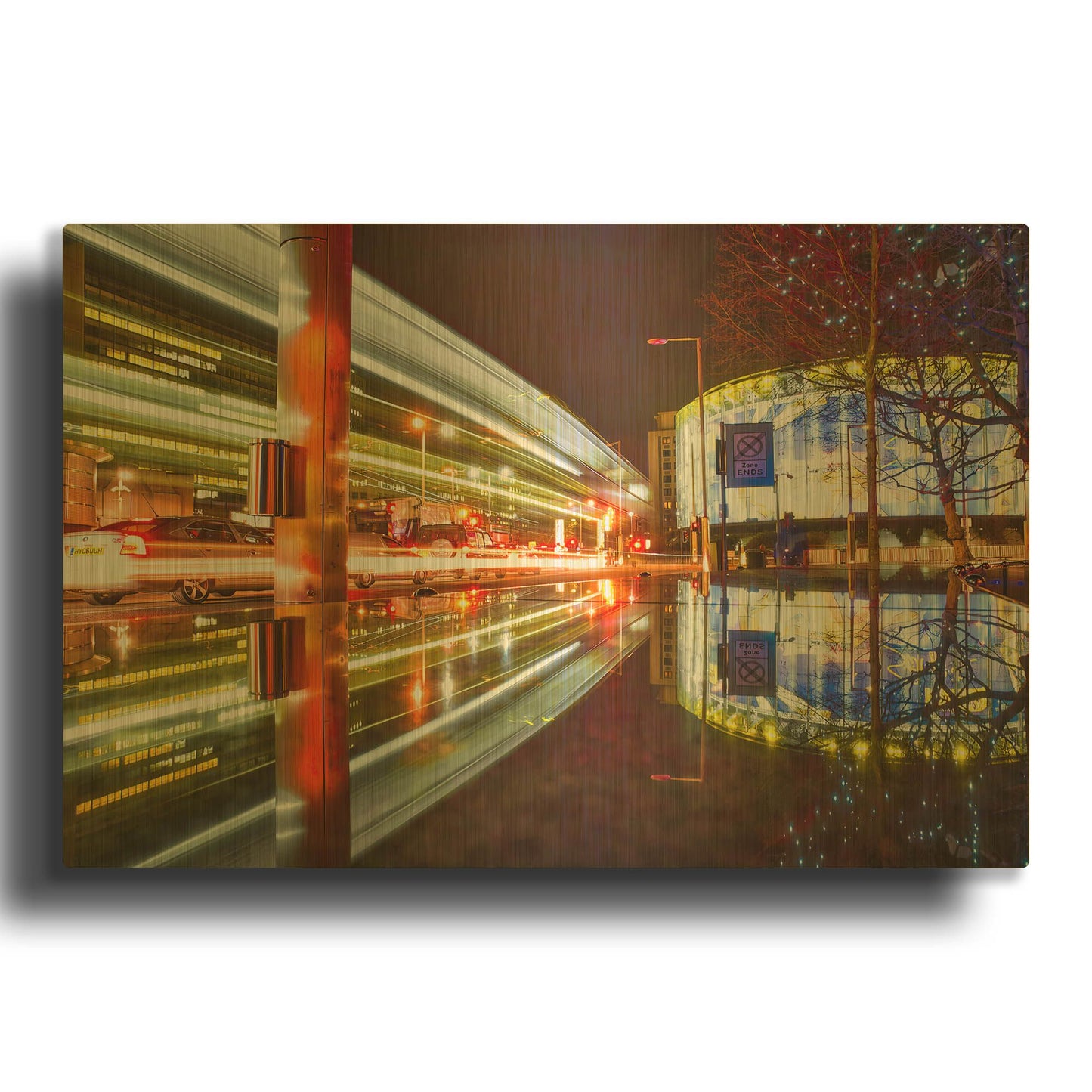 'Waterloo Road Traffic At Night IV' By Mark A Paulda Gold Metal Wall Art