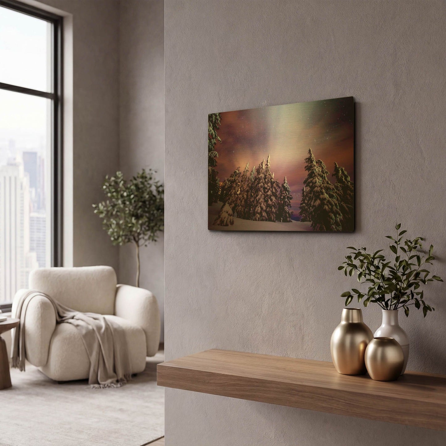 'Winter Nights' By Darren White Gold Metal Wall Art