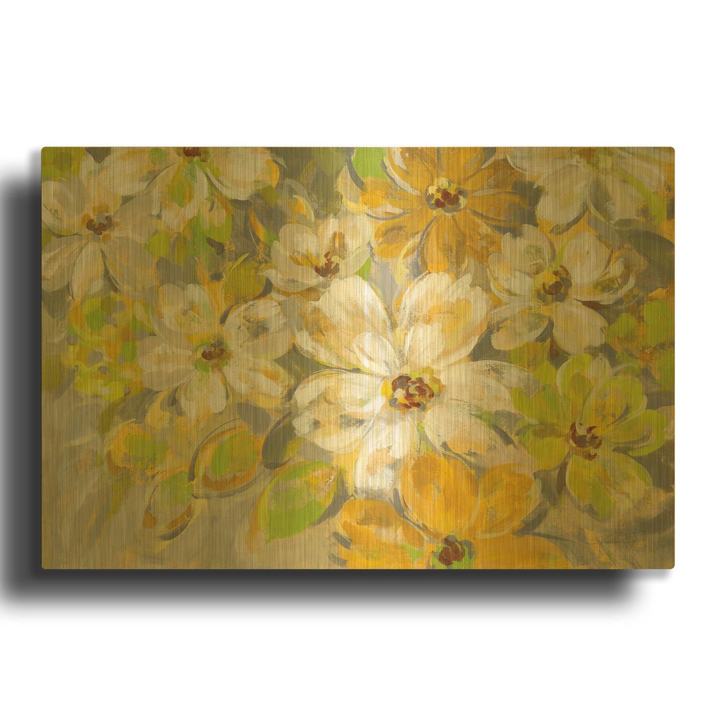'Scattered Spring Petals' By Silvia Vassileva Gold Metal Wall Art