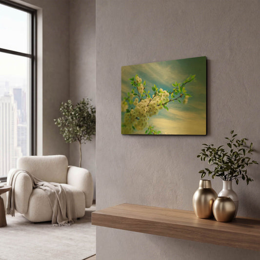 'White Spring Blossoms' By Mark A Paulda Gold Metal Wall Art