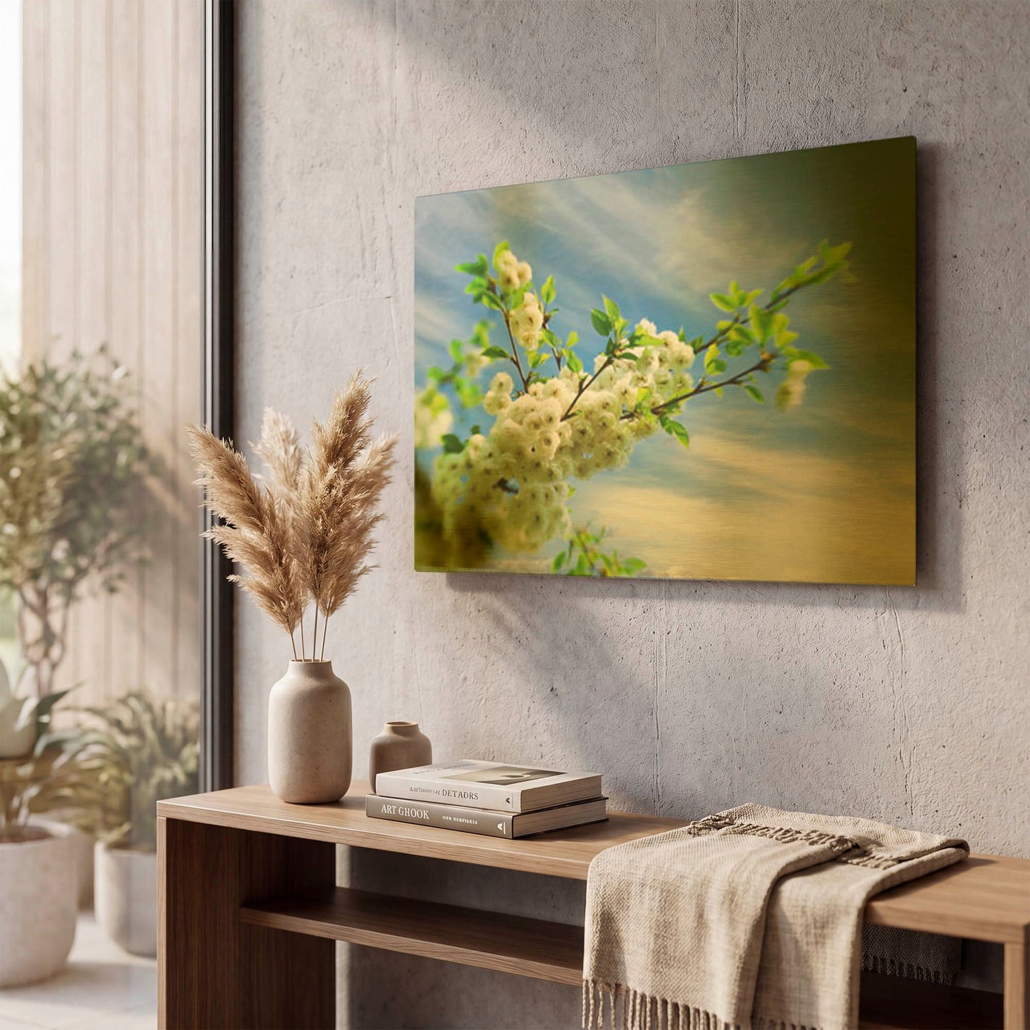 'White Spring Blossoms' By Mark A Paulda Gold Metal Wall Art