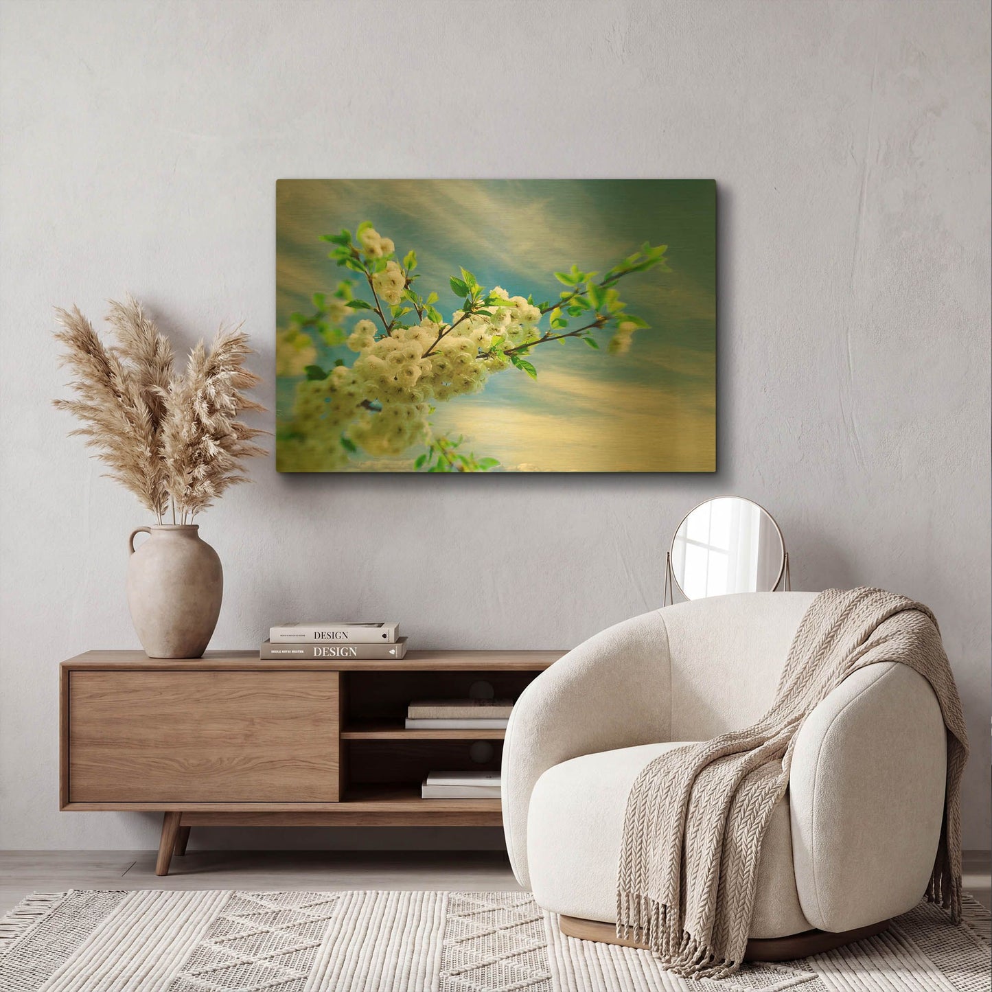 'White Spring Blossoms' By Mark A Paulda Gold Metal Wall Art