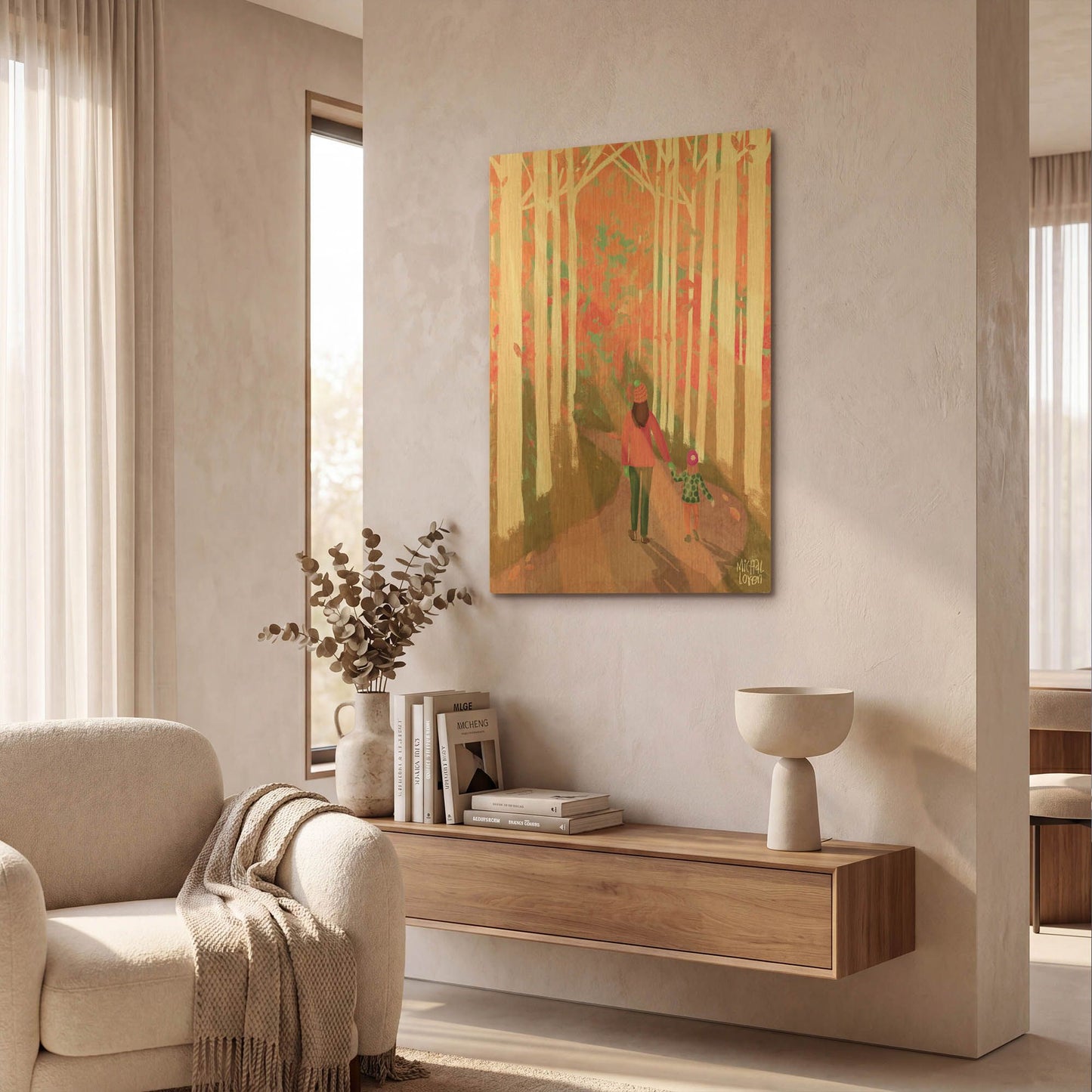 'A Walk In The Calm' By Michal Loren Art Gold Metal Wall Art