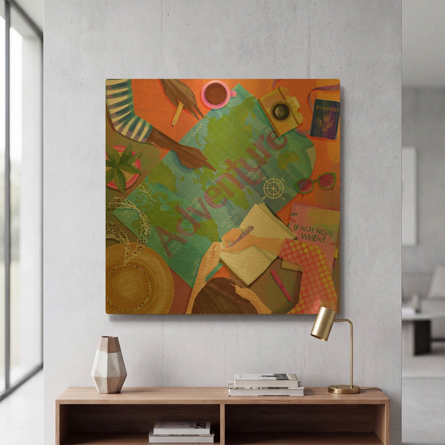'Adventure' By Michal Loren Art Gold Metal Wall Art