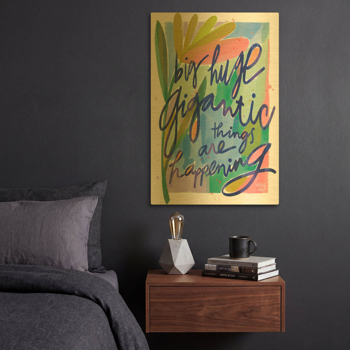 'Big Huge Gigantic Things' By Michal Loren Art Gold Metal Wall Art