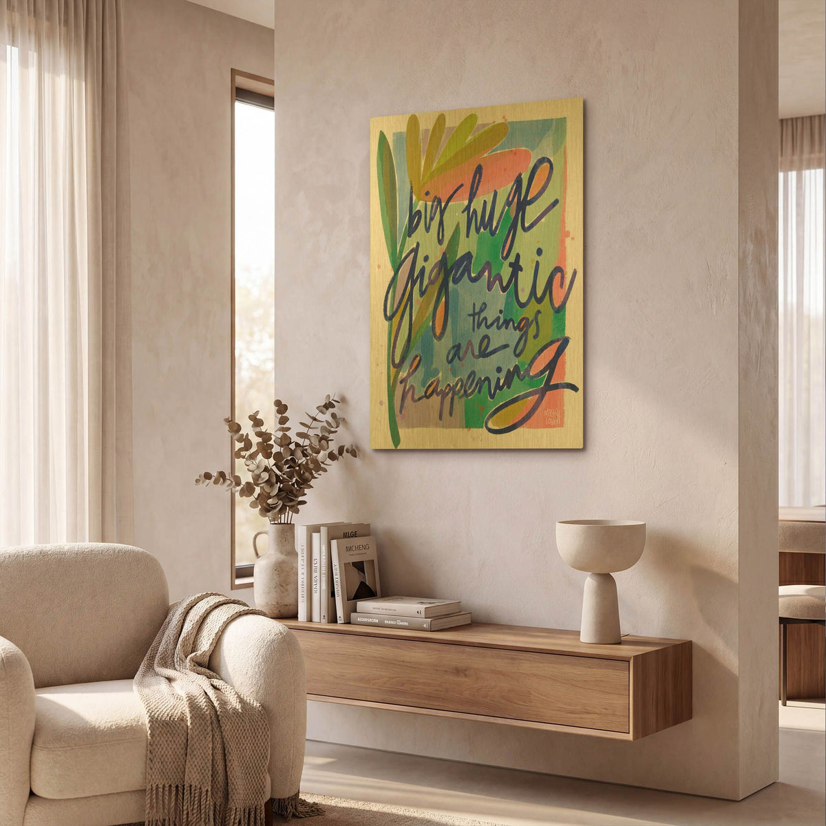 'Big Huge Gigantic Things' By Michal Loren Art Gold Metal Wall Art