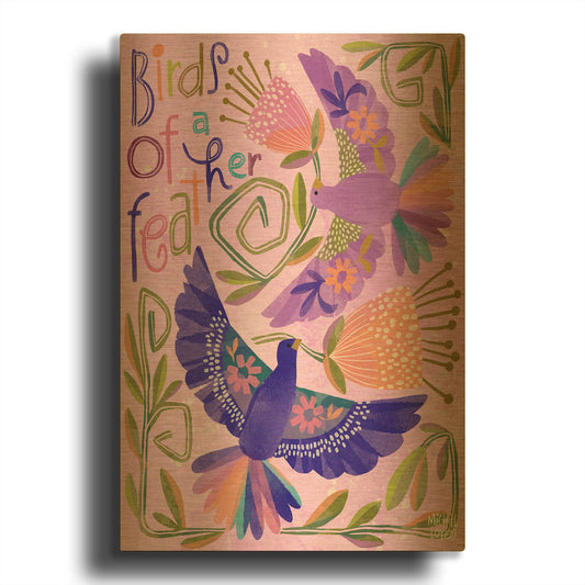 'Birds Of A Feather' By Michal Loren Art Gold Metal Wall Art