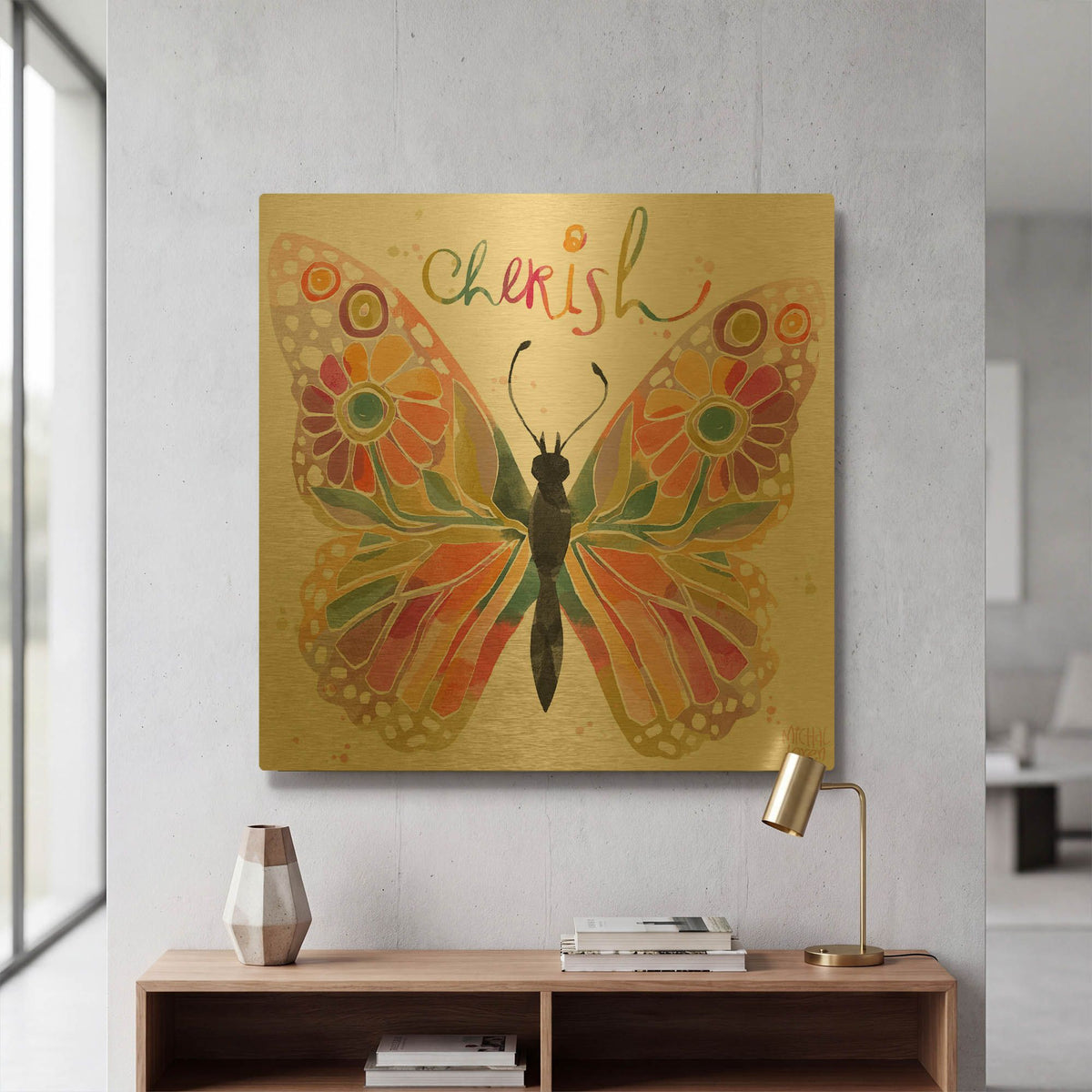 'Cherish' By Michal Loren Art Gold Metal Wall Art