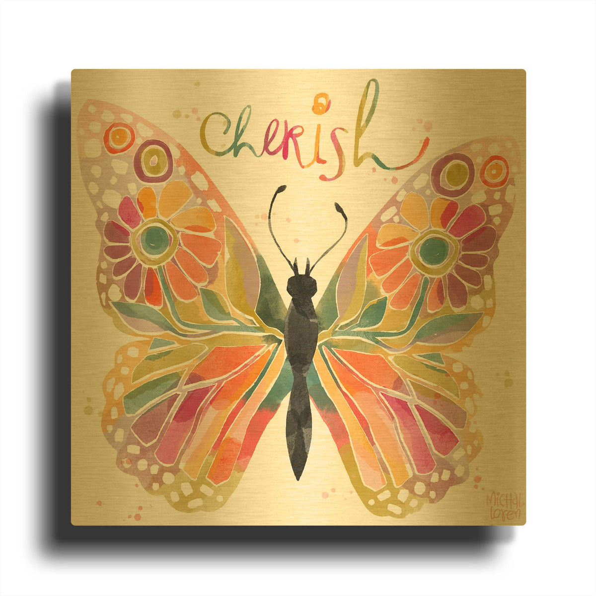 'Cherish' By Michal Loren Art Gold Metal Wall Art
