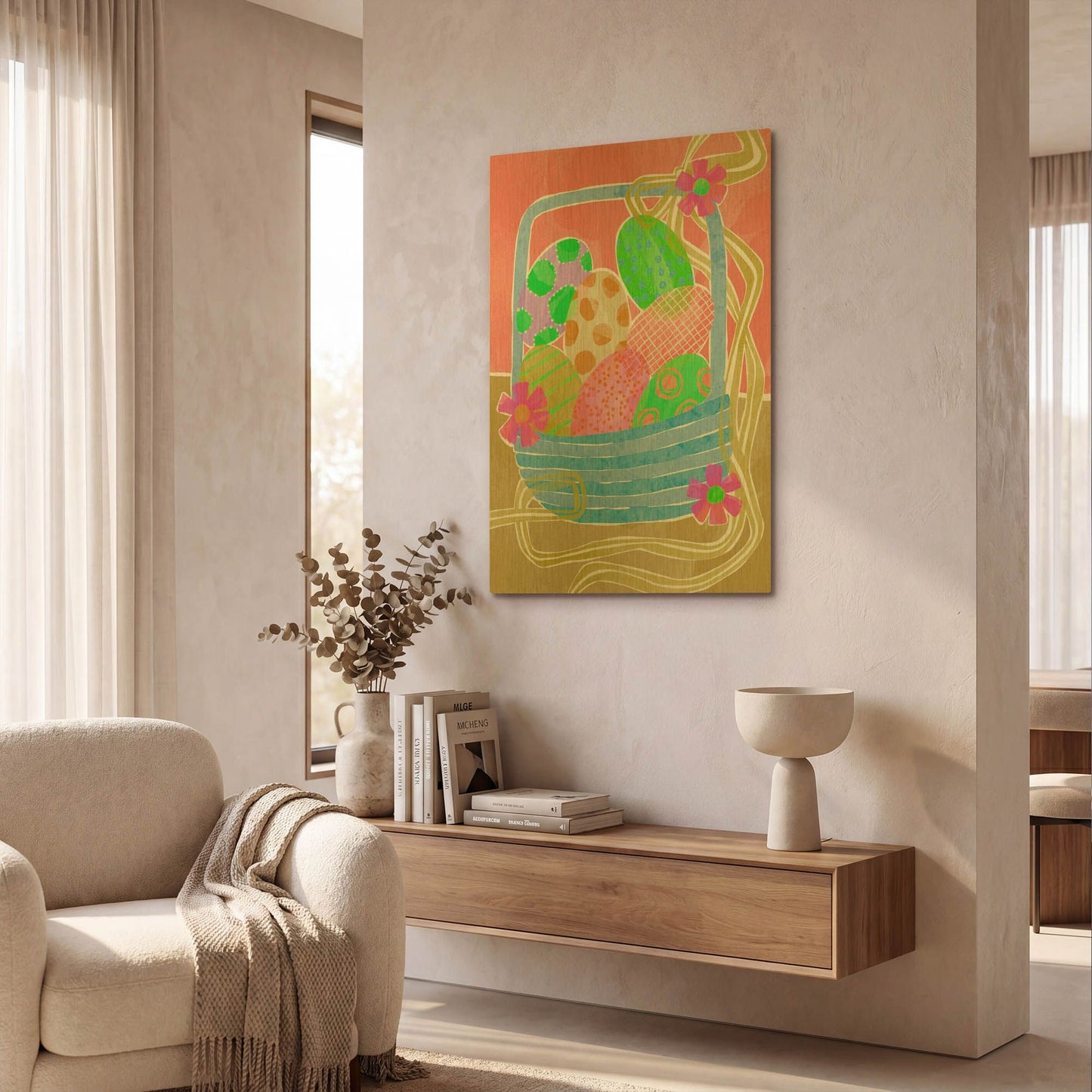 'Easter Basket' By Michal Loren Art Gold Metal Wall Art