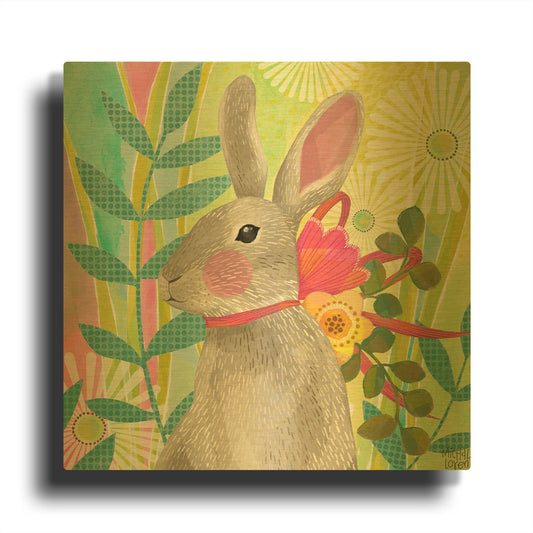 'Easter Bunny' By Michal Loren Art Gold Metal Wall Art